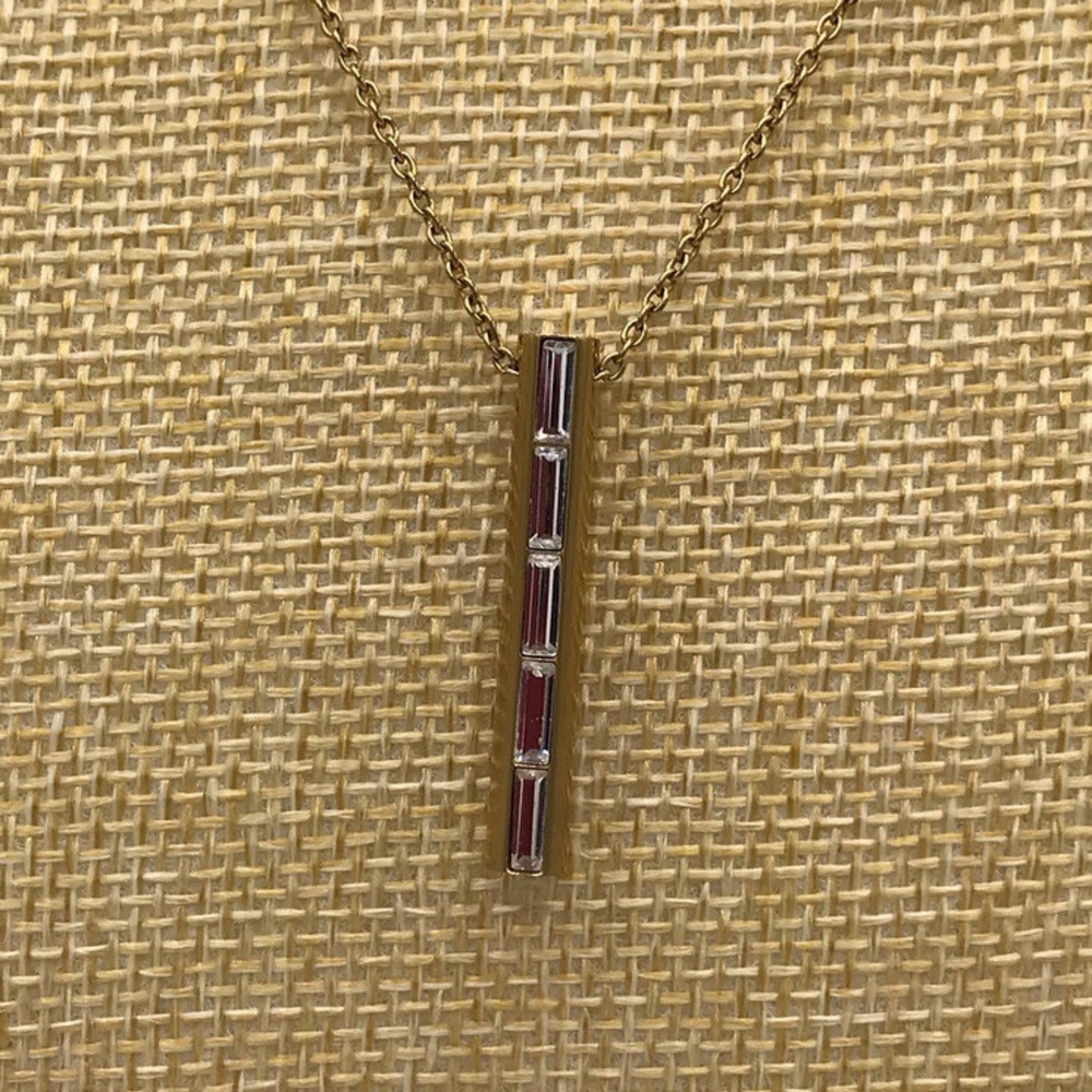 Michael Kors Black Tie Affair Gold-Tone Crystal Barrel Pendant Necklace - Picture 2 of 9